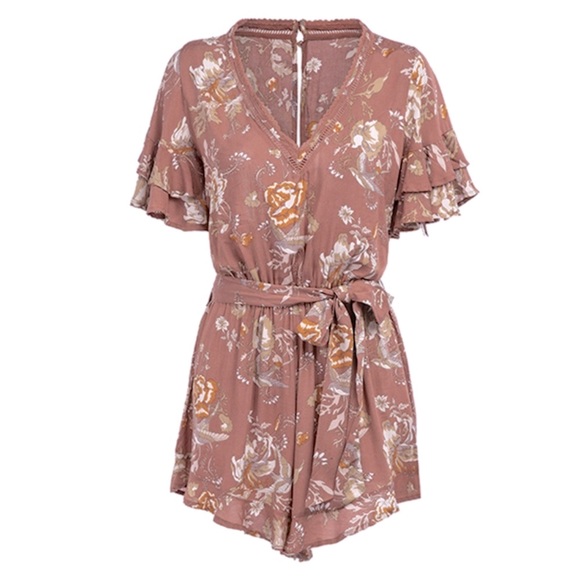 Garden Party Boho Gypsy Floral Romper - Picture 5 of 8